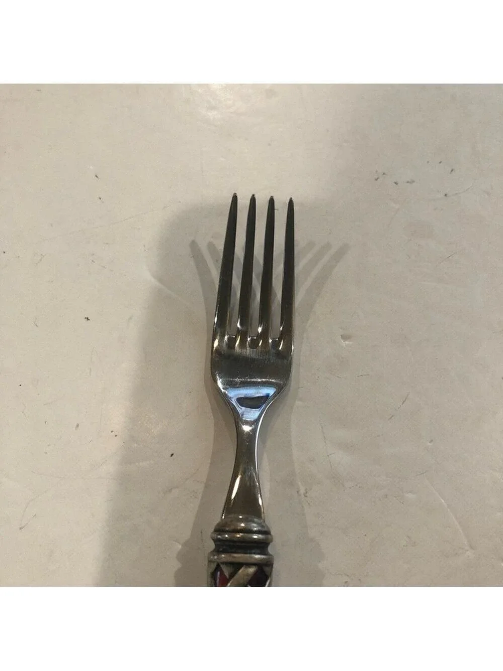 Bugatti for Vietri Aladdin salad fork. Red replacement ornate 18/10 stainless